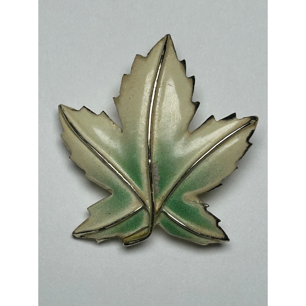 Signed Coro Enamel Maple Leaf‎ Brooch Pin Vintage Nature Inspired Autumn Jewelry